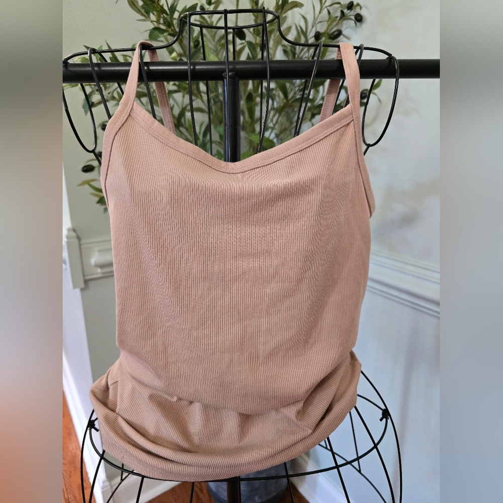 Women's Tan Ribbed Tank Top